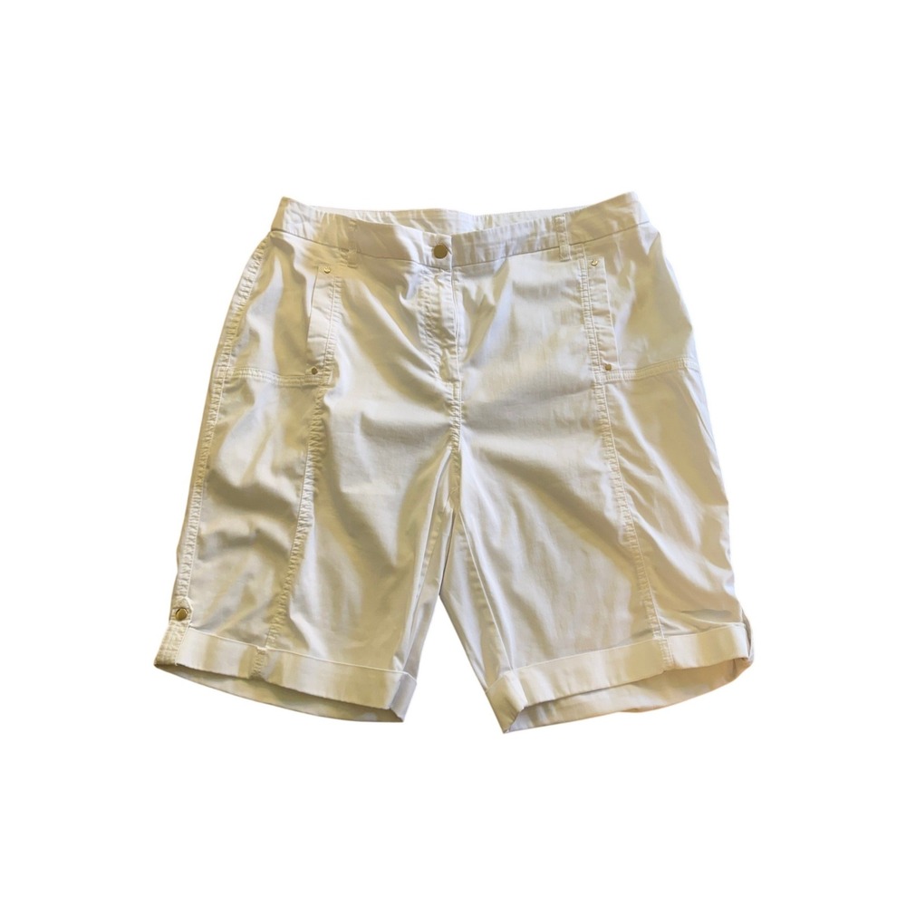 Chicos White Bermuda Shorts Womens Size 2.5 Large Cuffed Hem Casual Preppy